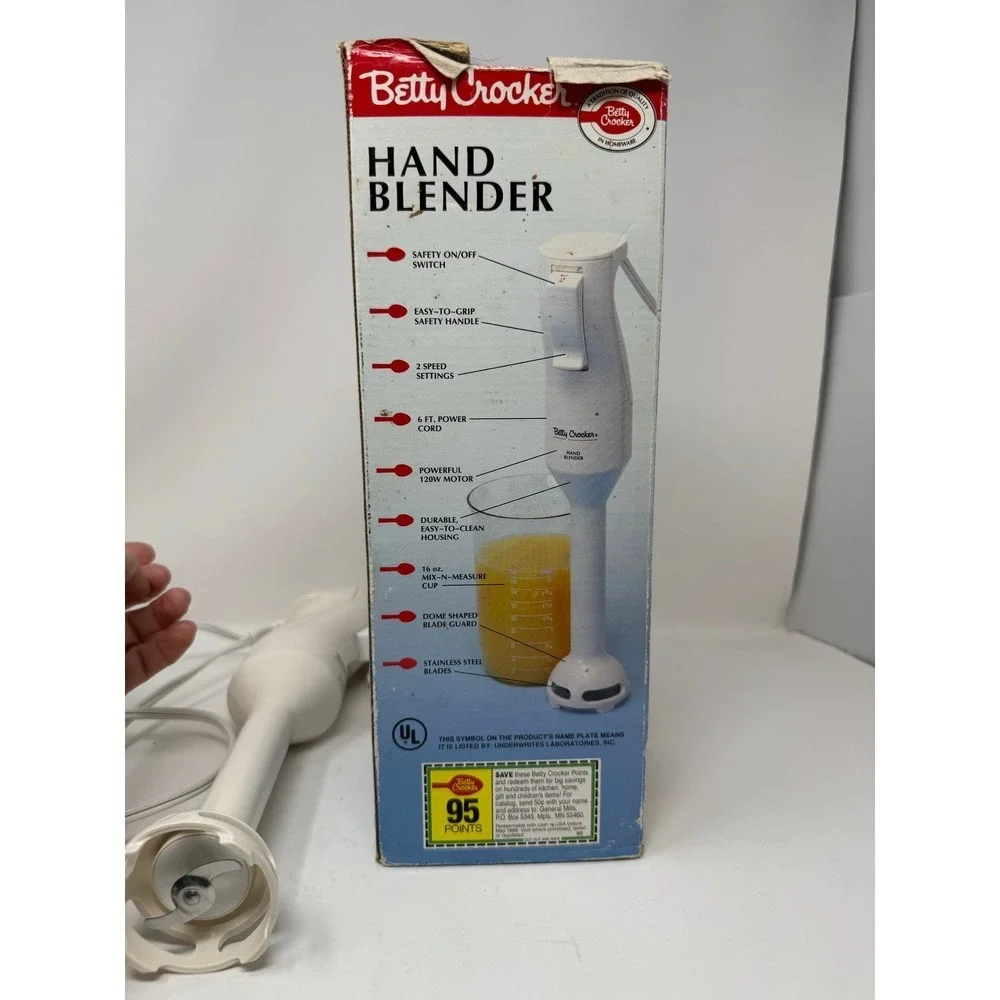 Betty Crocker Hand Blender BC 1301 White‎ 2 Speed Immersion Stick Mixer Tested